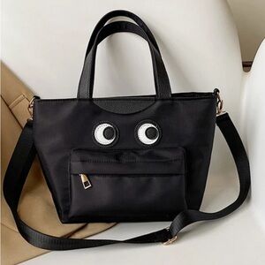 NEW cute black bag nylon vegan leather mix